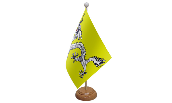 Chinese Dragon Small Flag With Wooden Stand